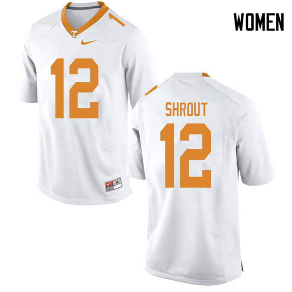 Women #12 JT Shrout Tennessee Volunteers College Football Jerseys Sale-White